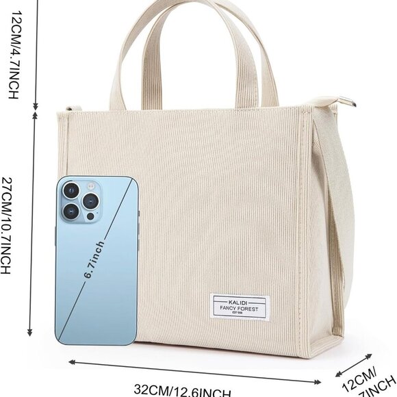 KALIDI Tote Bag for Women Corduroy Crossbody Bag Casual Zipper Tote Fashion Shou - Picture 2 of 9